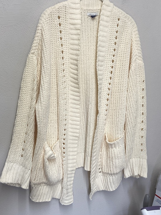 American Eagle Outfitters Sweaters - American Eagle Outfitters Cream Open-Front Crochet Cardigan